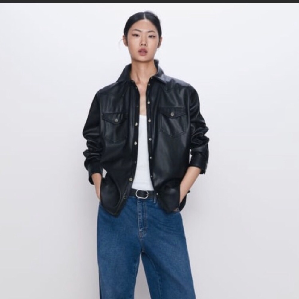 ZARA faux leather shacket overshirt